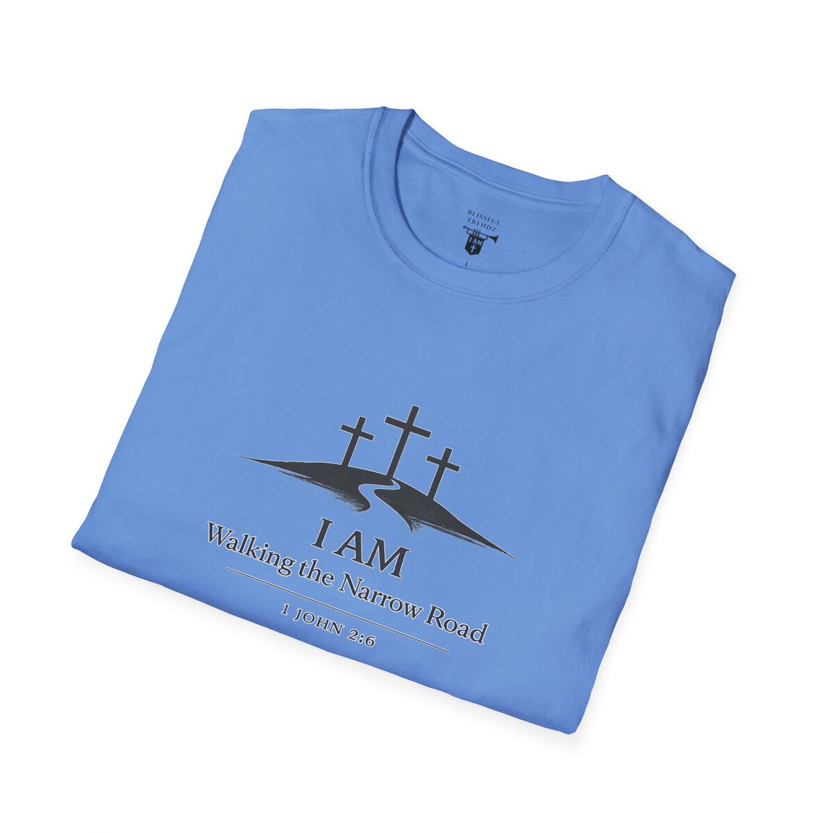 I AM Walking the Narrow Road - 1 JOHN 2:6 - Cross - BLK - Unisex Softstyle T-Shirt - Image 33