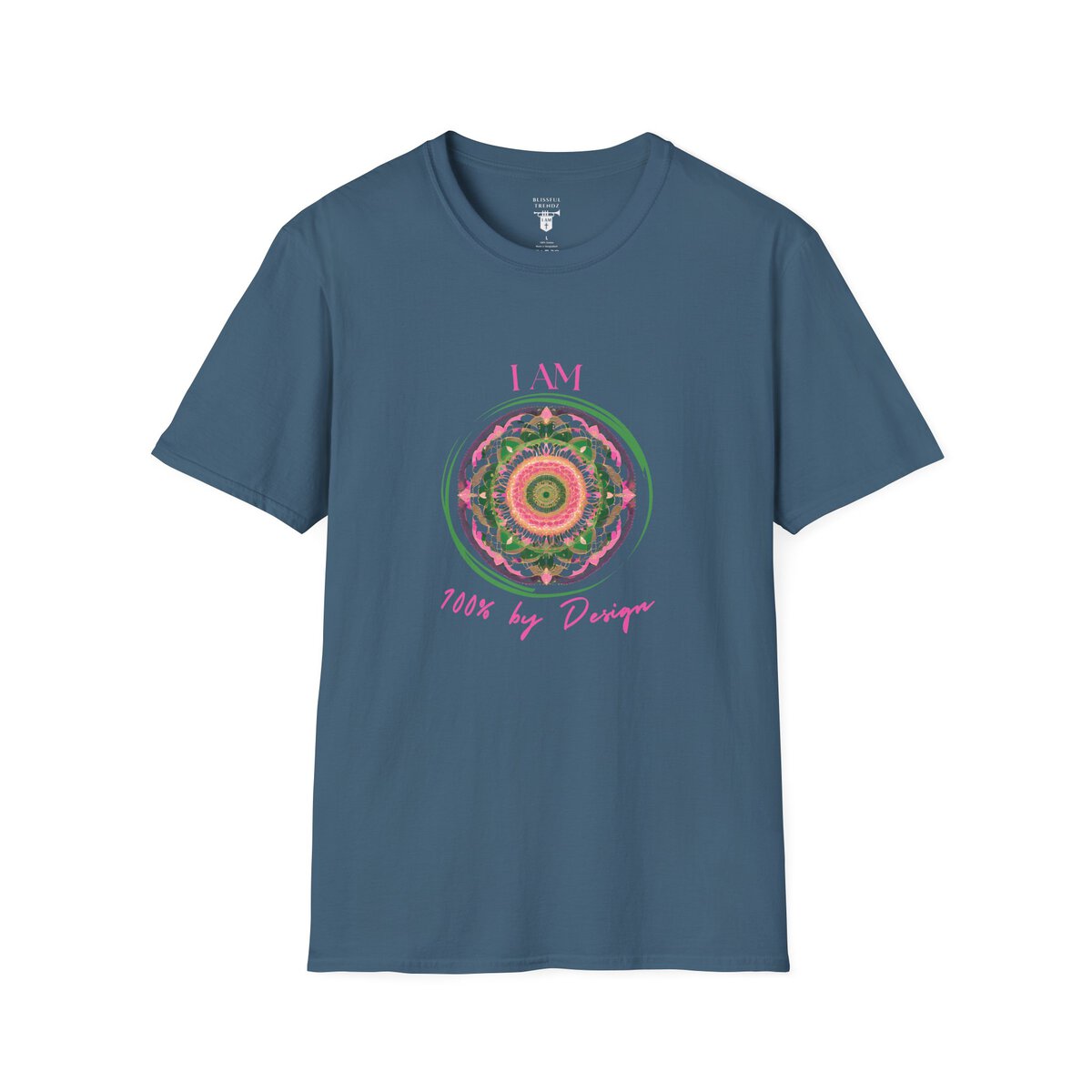 I AM 100% by Design - PNK/GRN MNDLA - Unisex Softstyle T-Shirt - Image 16