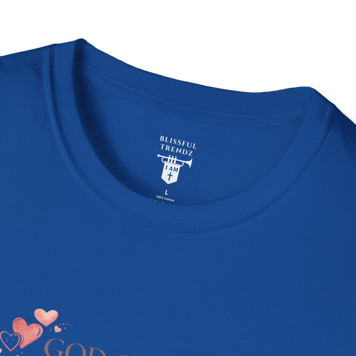 God Says I AM Word Cloud - Heart Motif - Unisex Softstyle T-Shirt - Image 32