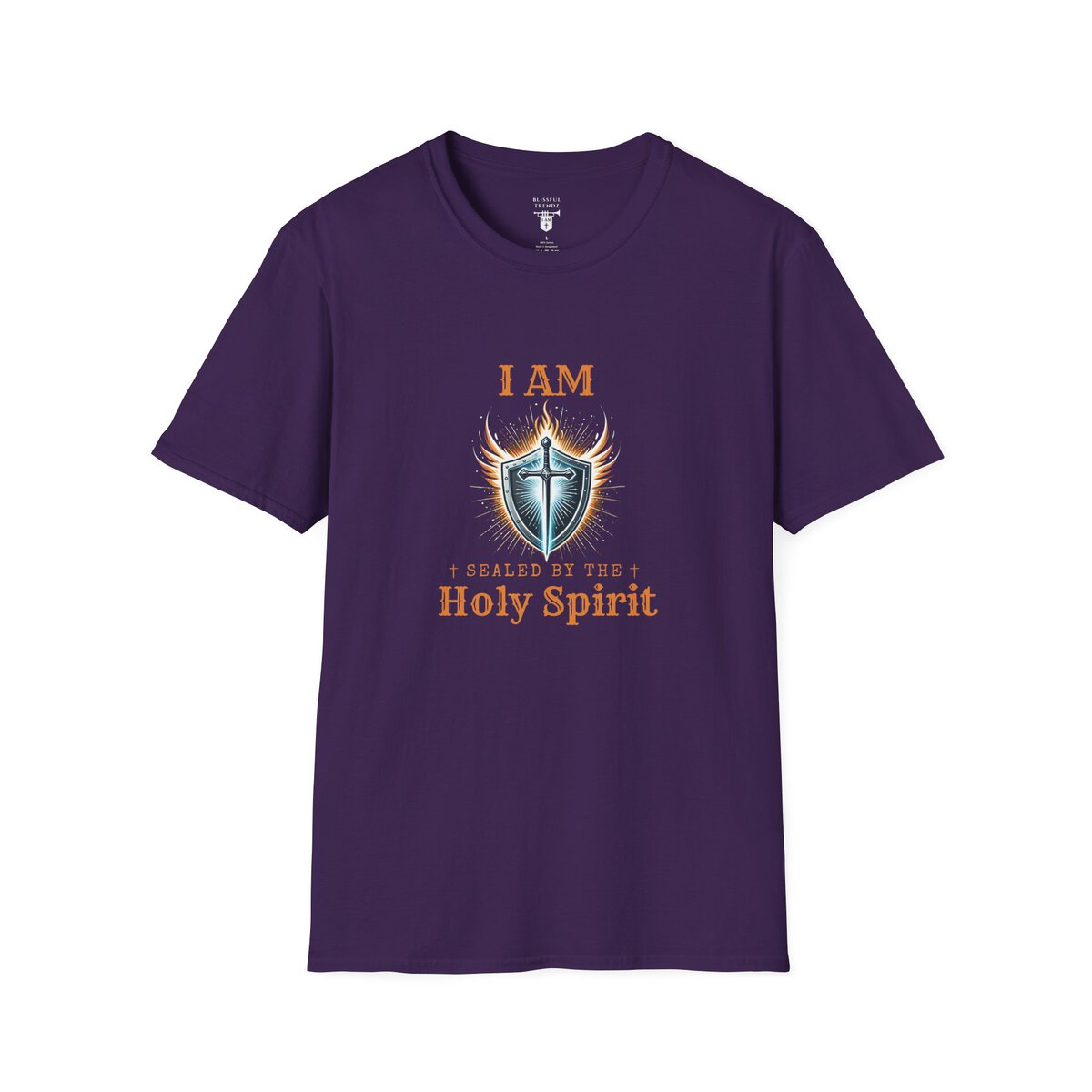 I AM Sealed By The Holy Spirit - Shield w/Cross - Unisex Softstyle T-Shirt - Image 16