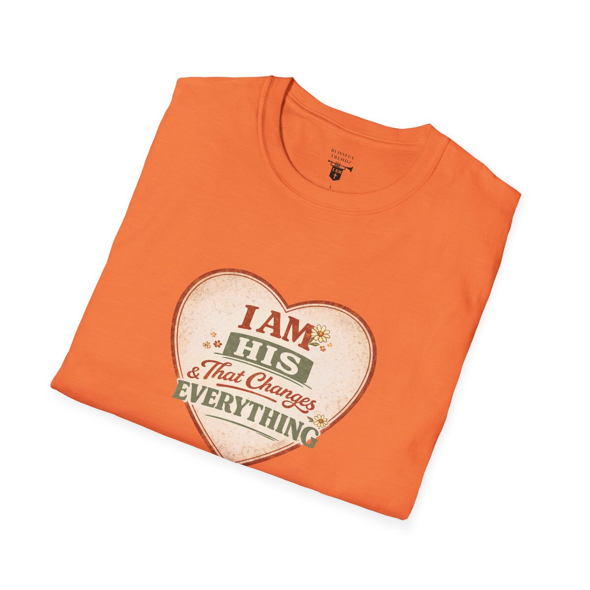 I AM His & That Changes Everything - Heart - Unisex Softstyle T-Shirt - Image 9