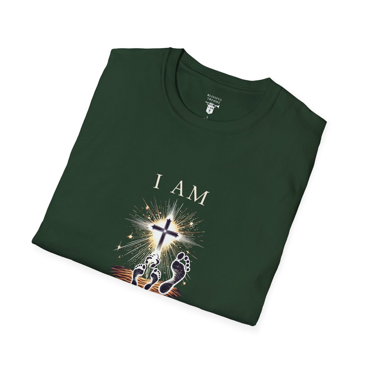 I AM Walking In Resurrection Power - Cross with Footprints - Unisex Softstyle T-Shirt - Image 21