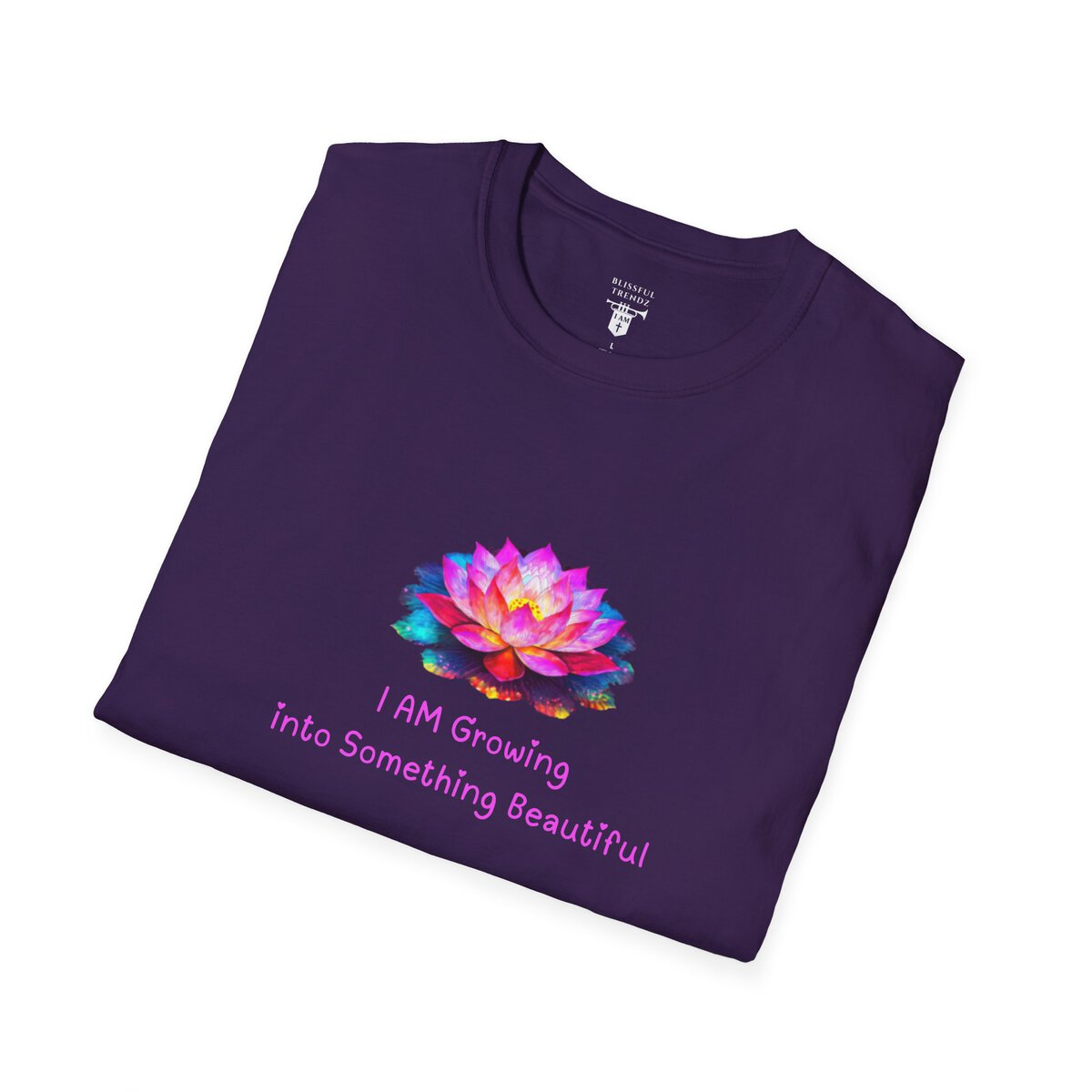 I AM Growing Into Something Beautiful - Lotus - Unisex Softstyle T-Shirt - Image 3