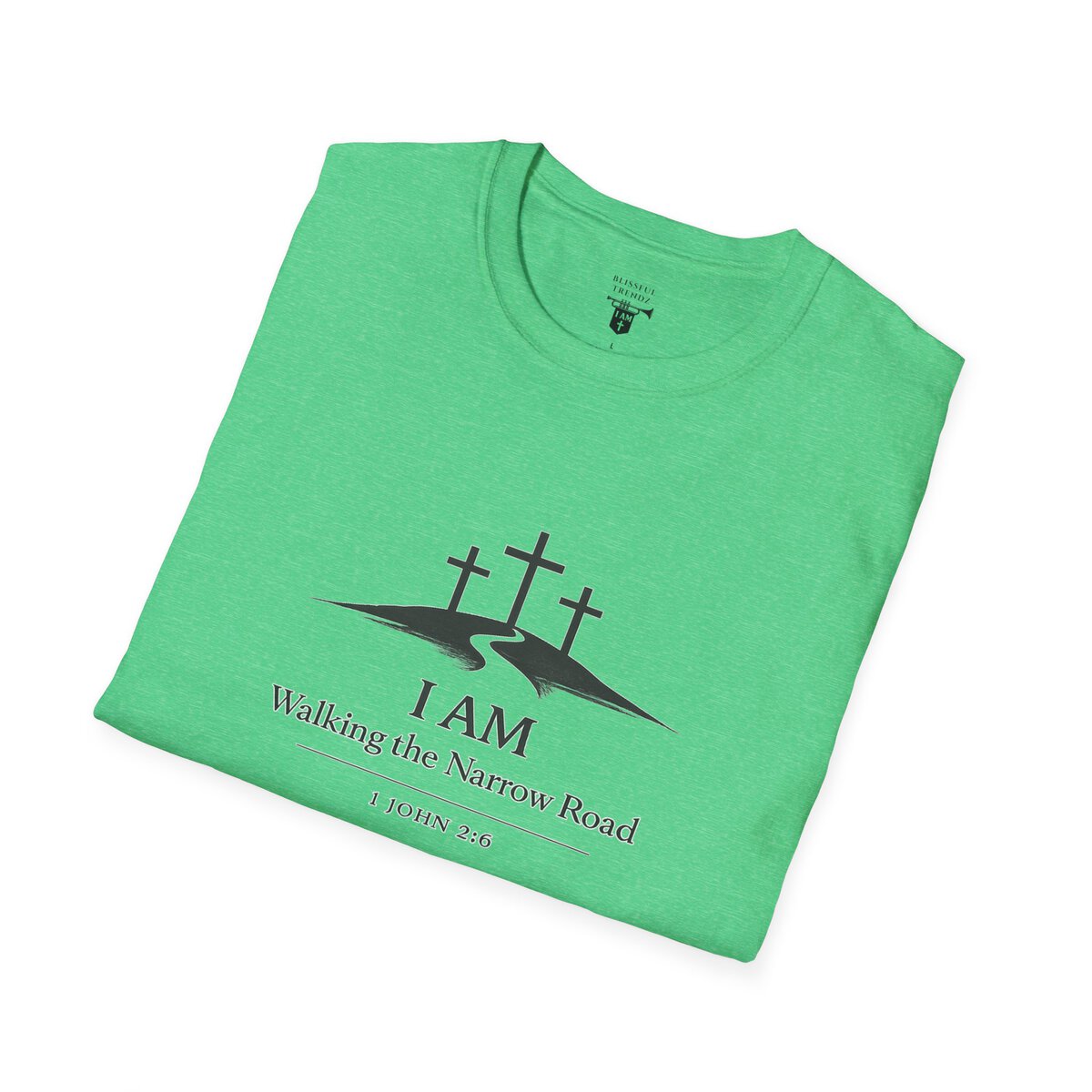 I AM Walking the Narrow Road - 1 JOHN 2:6 - Cross - BLK - Unisex Softstyle T-Shirt - Image 30