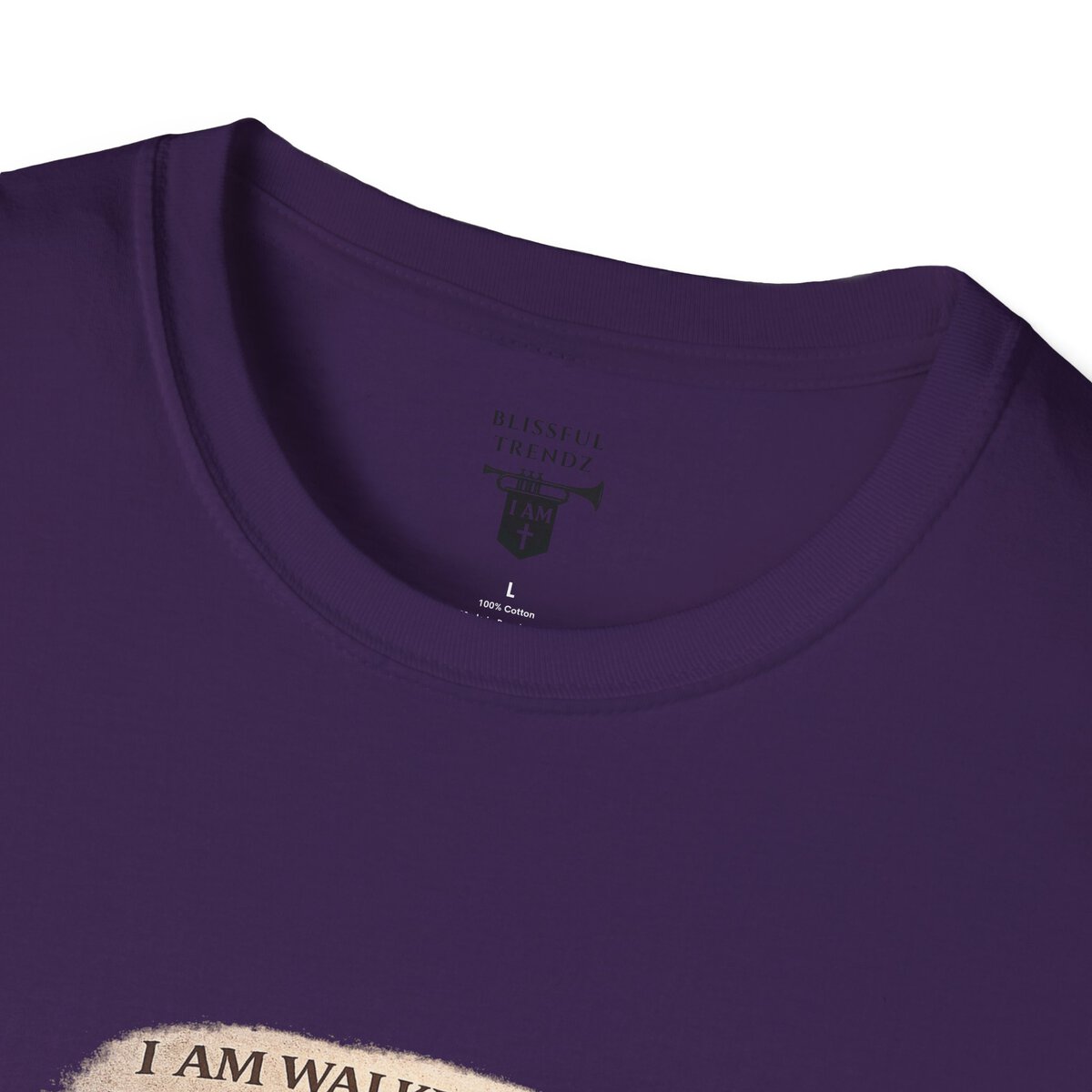 I AM WALKING OUT WHAT WAS WRITTEN - WALK AS HE WALKED - 1 JOHN 2:6 - IMPRINT OF SANDALS W/CROSS - MNCHRM - Unisex Softstyle T-Shirt - Image 44