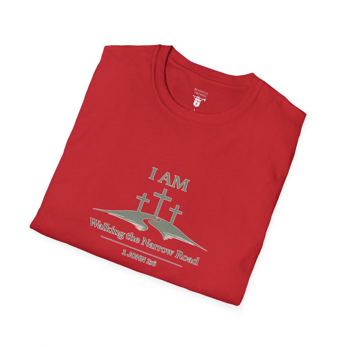 I AM Walking the Narrow Road - 1 JOHN 2:6 - Cross - SGE - Unisex Softstyle T-Shirt - Image 36
