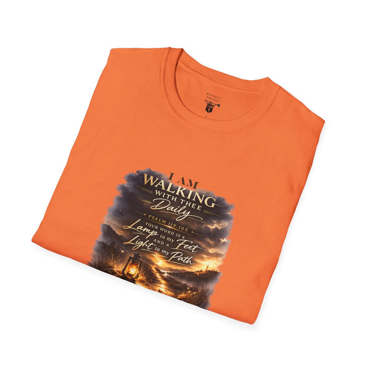 I AM WALKING WITH THEE DAILY - PSALM 119:105 - SCRIPTURE - Unisex Softstyle T-Shirt - Image 9