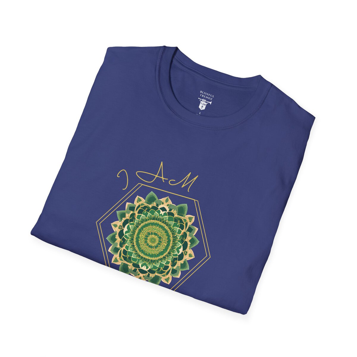 I AM 100% by Design - GRN/GLD - MNDLA - Unisex Softstyle T-Shirt - Image 24