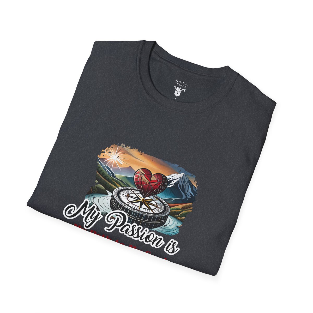 My Passion is My Path to My Soul - Compass with Heart - Unisex Softstyle T-Shirt - Image 39