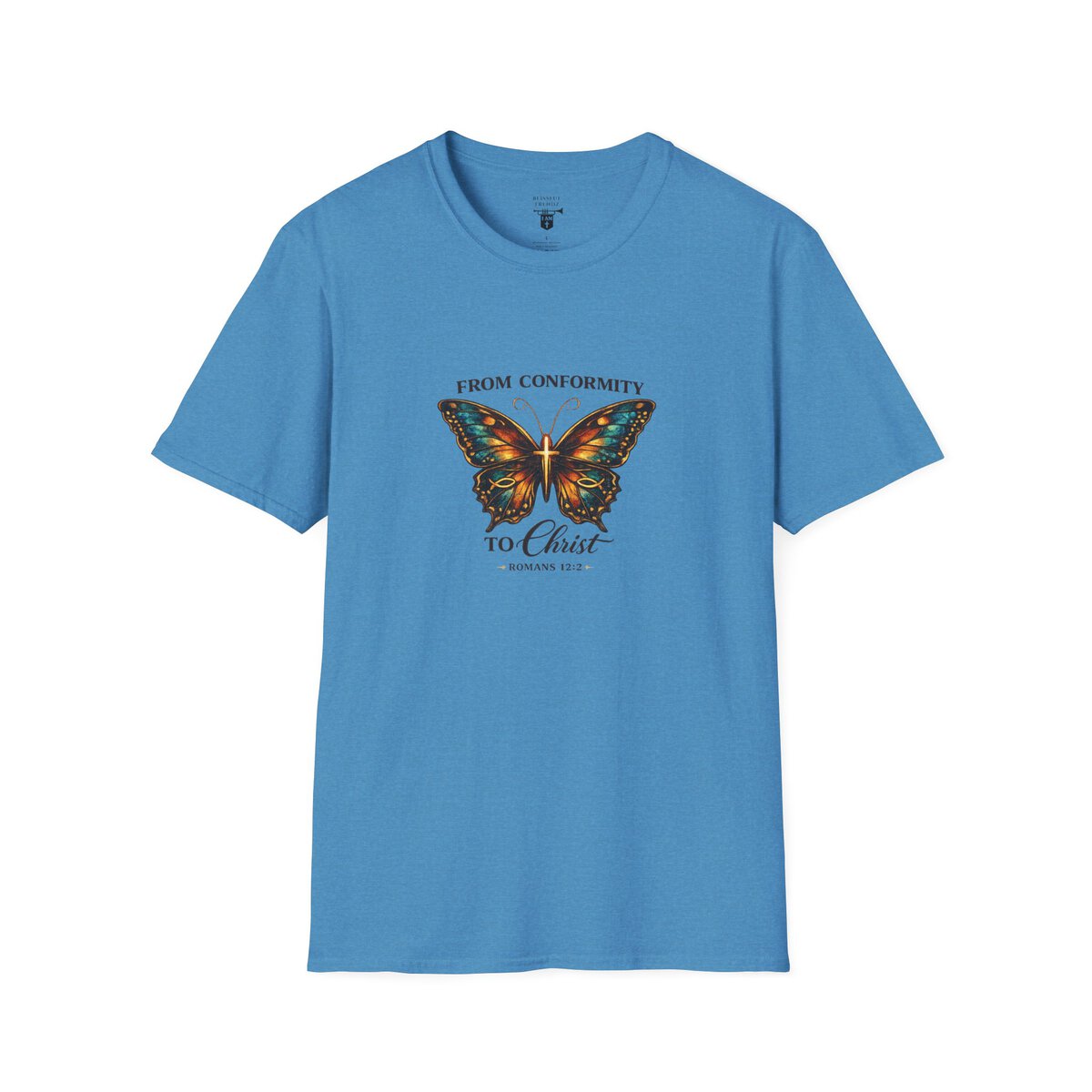 FROM CONFORMITY TO CHRIST - ROMANS 12:2 - BUTTERFLY - Unisex Softstyle T-Shirt - Image 28