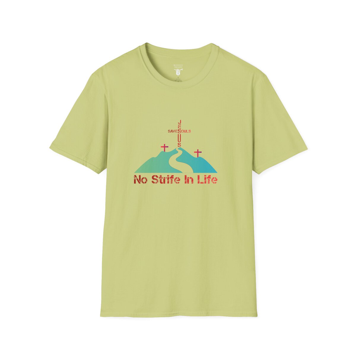 Jesus Saves Souls - No Strife In Life - RD/GRN - Unisex Softstyle T-Shirt - Image 10