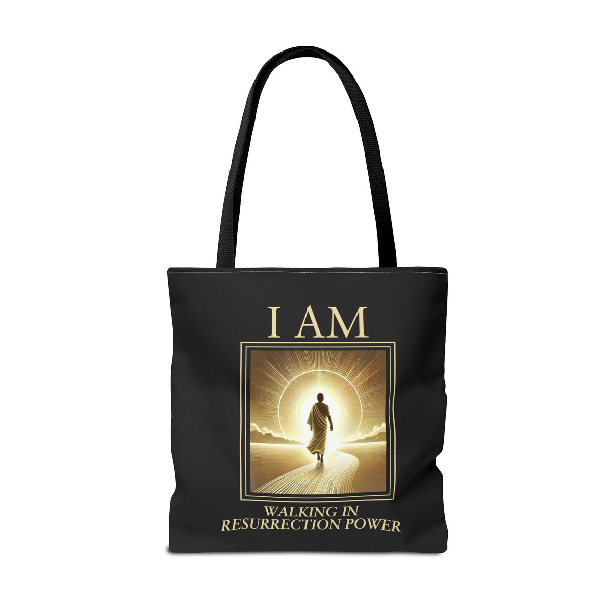 I AM Walking In Resurrection Power - BLK - Tote Bag (AOP) - Image 6