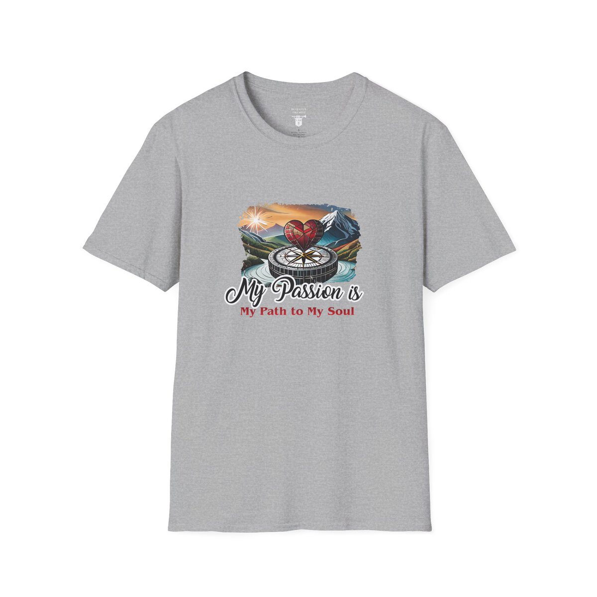 My Passion is My Path to My Soul - Compass with Heart - Unisex Softstyle T-Shirt - Image 40