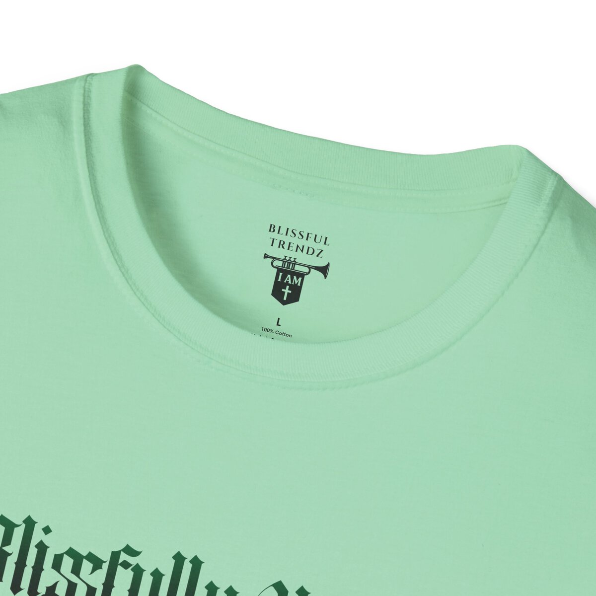 Blissfully Unique - I AM 100% By Design! - Typography - GRN/WHT - Unisex Softstyle T-Shirt - Image 26