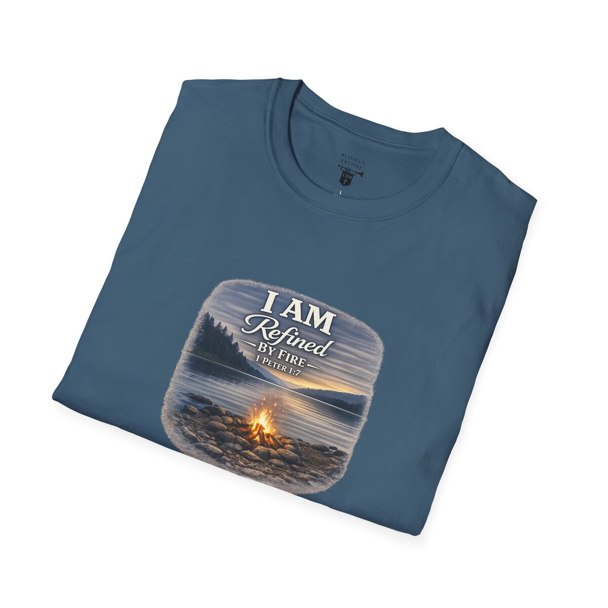 I AM REFINED BY FIRE - 1 PETER 1:7 - CAMPFIRE - Unisex Softstyle T-Shirt - Image 3