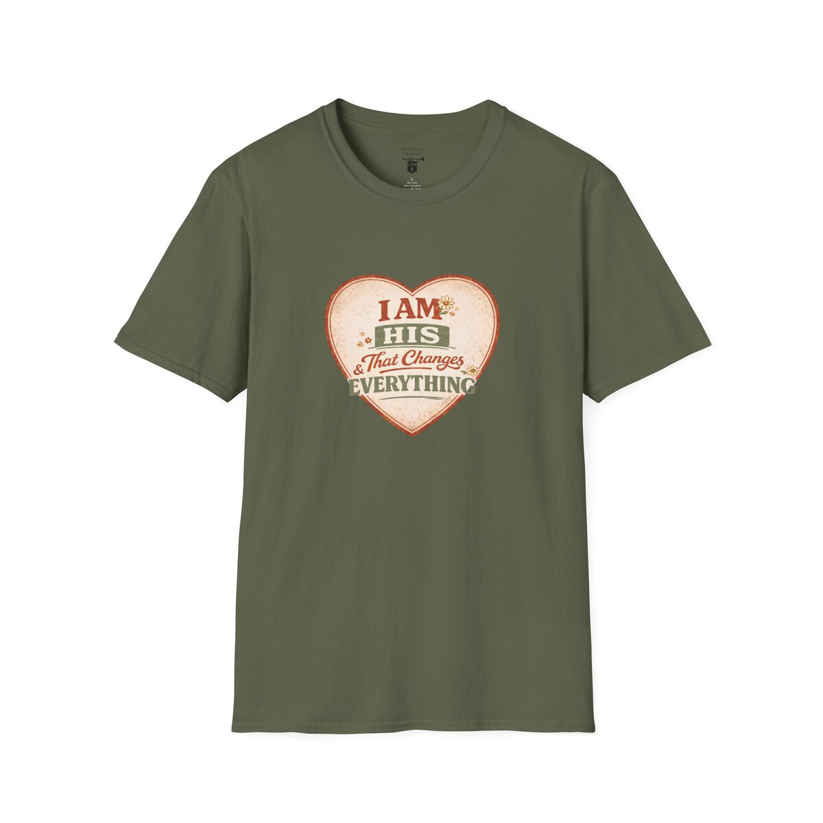 I AM His & That Changes Everything - Heart - Unisex Softstyle T-Shirt - Image 31