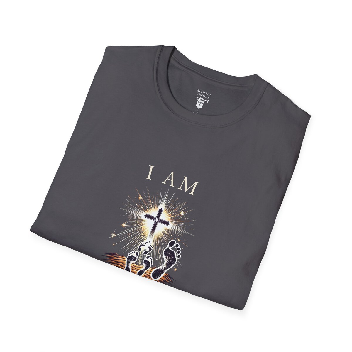 I AM Walking In Resurrection Power - Cross with Footprints - Unisex Softstyle T-Shirt - Image 27