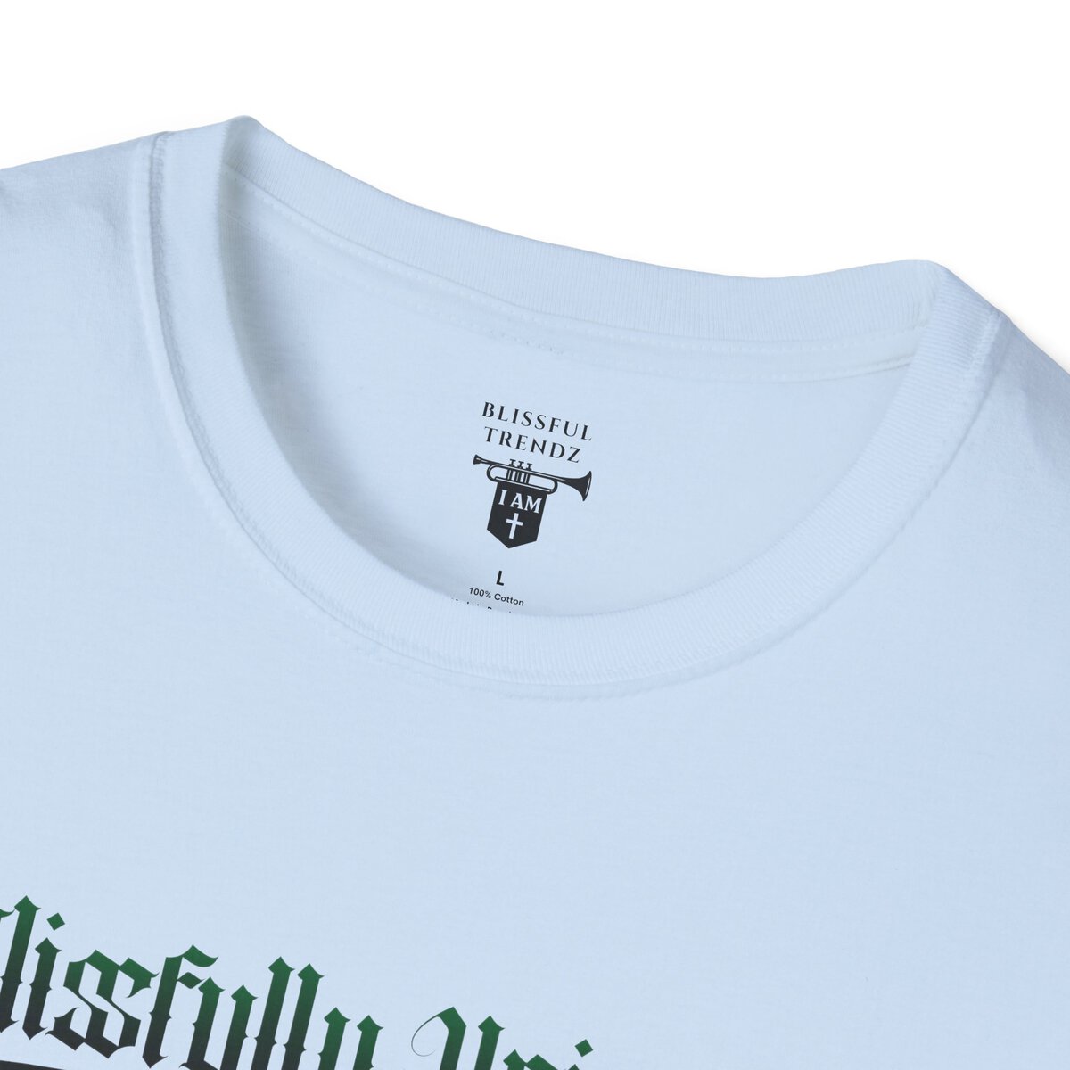 Blissfully Unique - I AM 100% By Design! - Typography - GRN/BLCK - Unisex Softstyle T-Shirt - Image 32