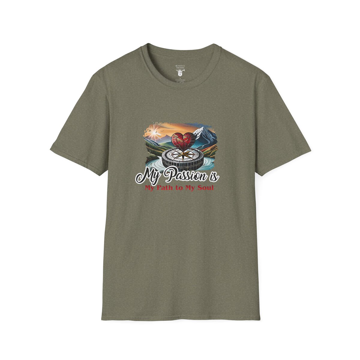 My Passion is My Path to My Soul - Compass with Heart - Unisex Softstyle T-Shirt - Image 13
