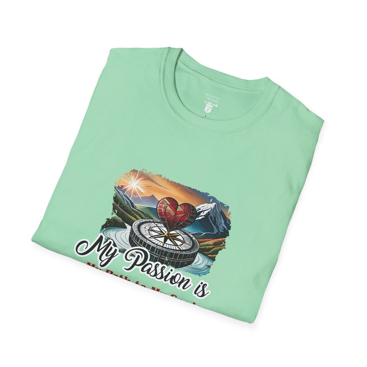 My Passion is My Path to My Soul - Compass with Heart - Unisex Softstyle T-Shirt - Image 24