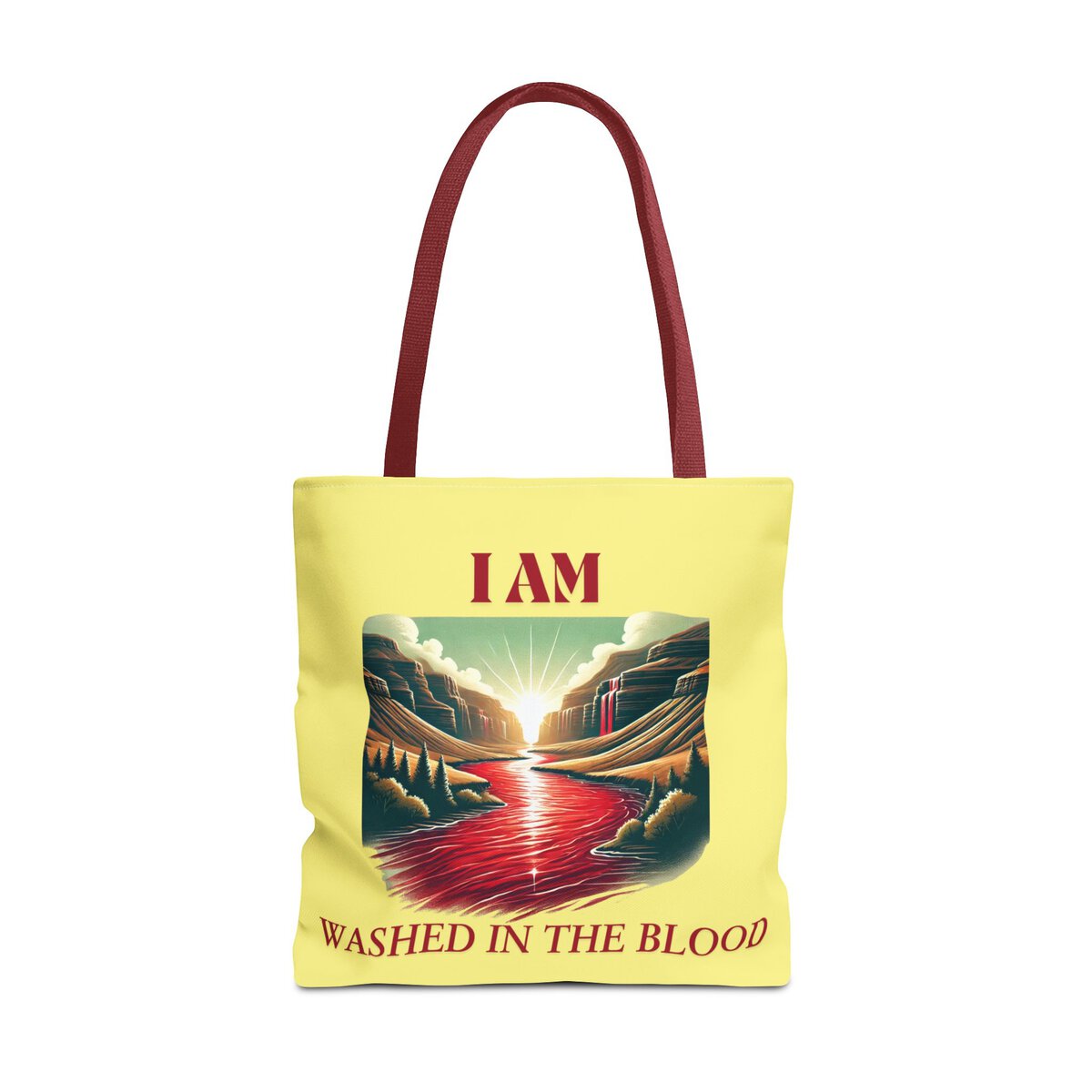 I AM Washed In The Blood - River - YLW - Tote Bag (AOP) - Image 5