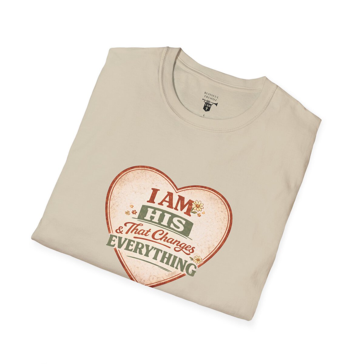 I AM His & That Changes Everything - Heart - Unisex Softstyle T-Shirt - Image 15