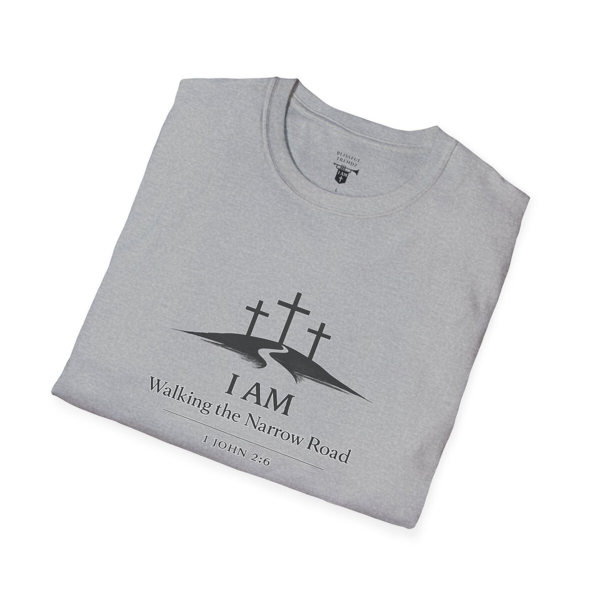 I AM Walking the Narrow Road - 1 JOHN 2:6 - Cross - BLK - Unisex Softstyle T-Shirt - Image 18
