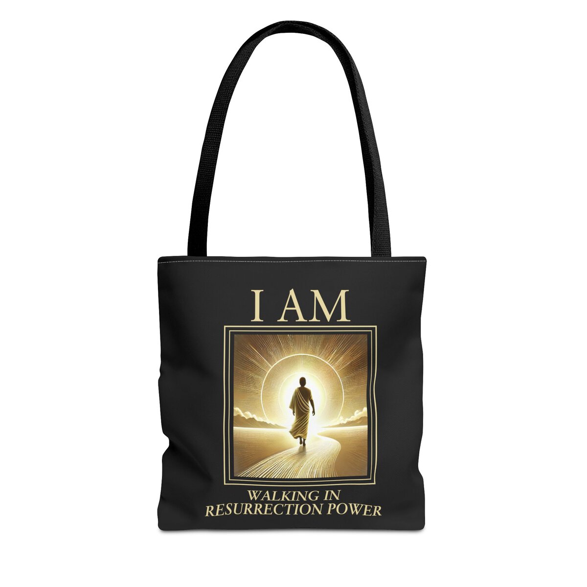 I AM Walking In Resurrection Power - BLK - Tote Bag (AOP)