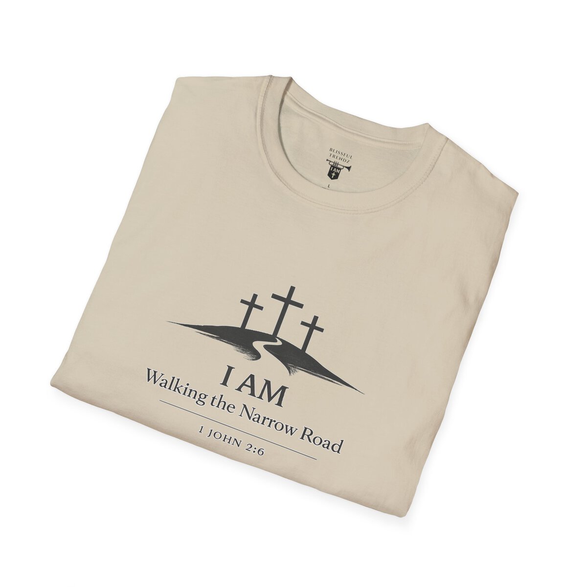 I AM Walking the Narrow Road - 1 JOHN 2:6 - Cross - BLK - Unisex Softstyle T-Shirt - Image 15