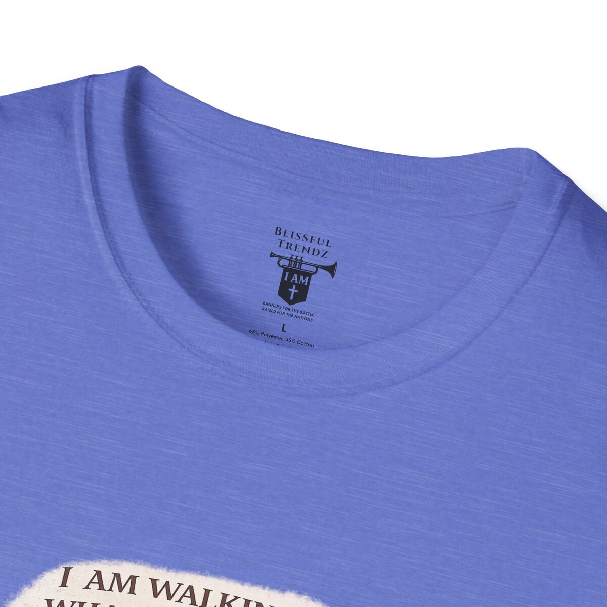 I AM WALKING OUT WHAT WAS WRITTEN - WALK AS HE WALKED - 1 JOHN 2:6 - IMPRINT OF SANDALS W/CROSS - WHT WSHD - Unisex Softstyle T-Shirt - Image 38