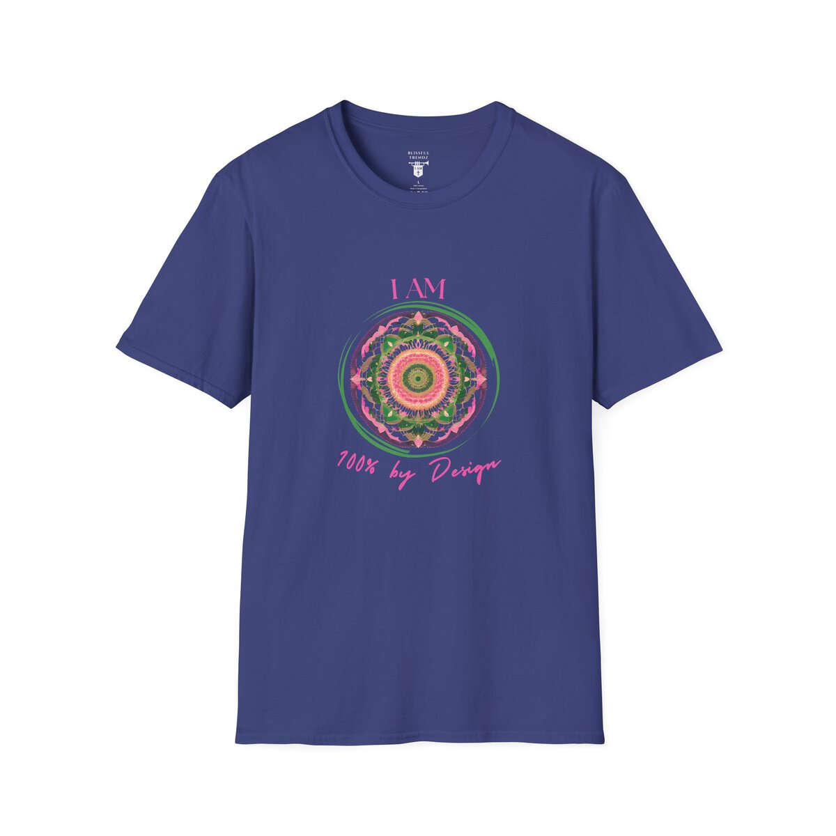 I AM 100% by Design - PNK/GRN MNDLA - Unisex Softstyle T-Shirt - Image 25