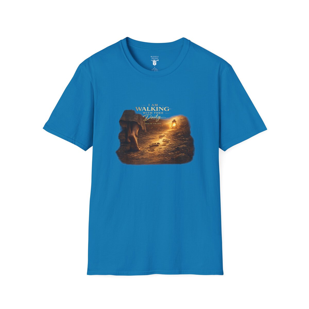 I AM WALKING WITH THEE DAILY - PSALM 119:105 - FOOTPRINTS - Unisex Softstyle T-Shirt - Image 22
