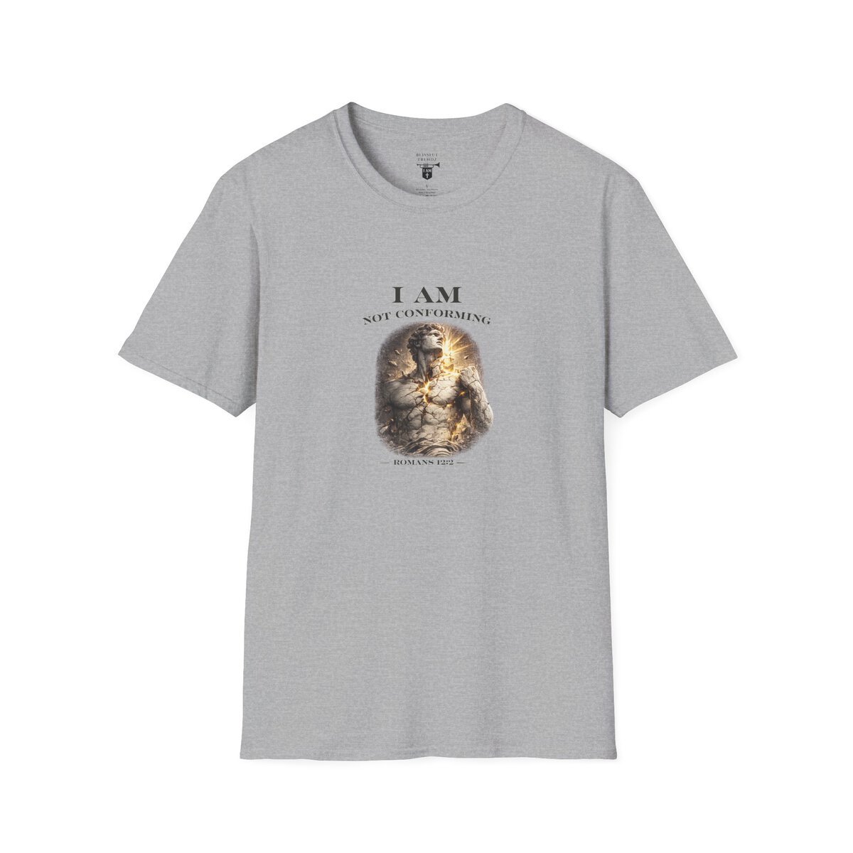 I AM NOT CONFORMING - ROMANS 12:2 - STATUE - Unisex Softstyle T-Shirt - Image 10