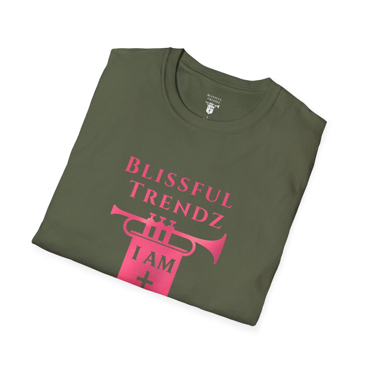 Blissful Trendz - I AM - Banners For The Battle - Raised For The Nations - PNK - Unisex Softstyle T-Shirt - Image 3