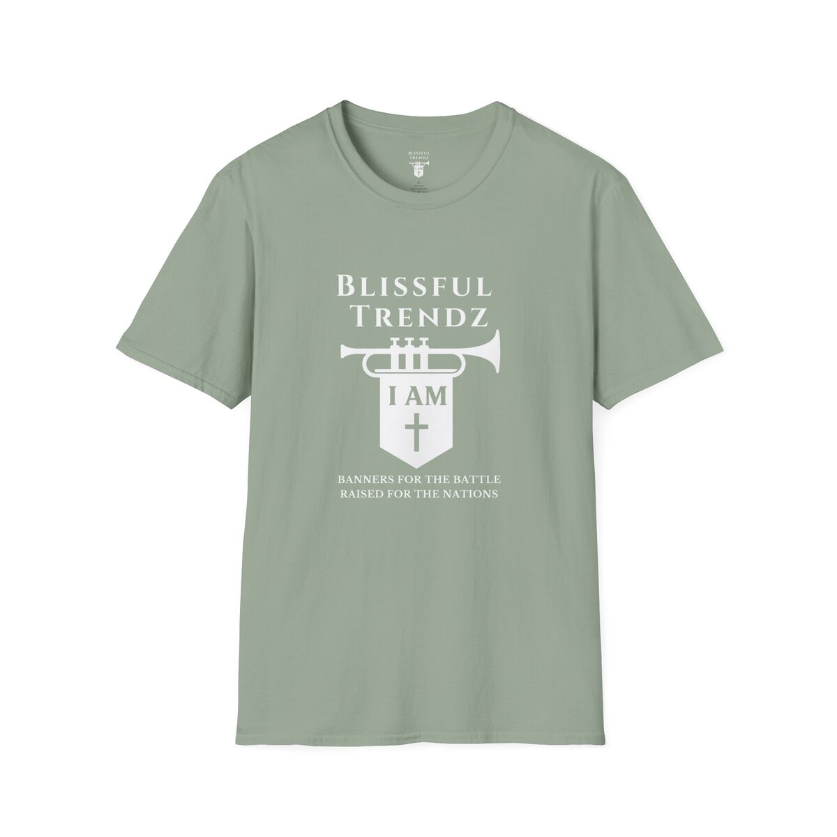 Blissful Trendz - I AM - Banners For The Battle - Raised For The Nations - WHT - Unisex Softstyle T-Shirt - Image 13