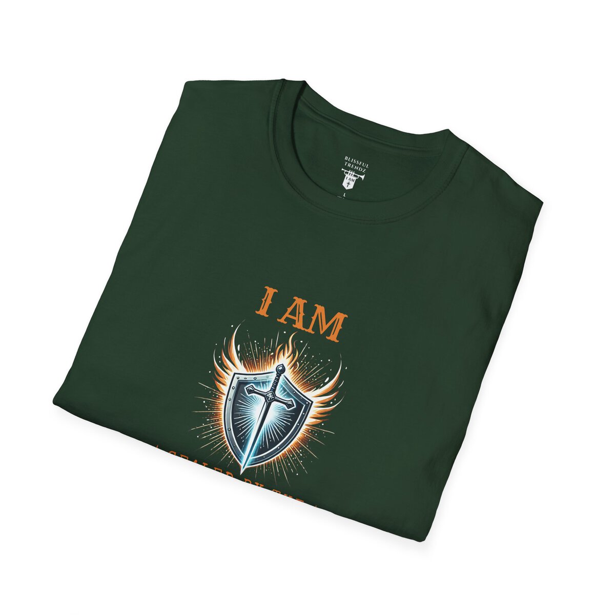 I AM Sealed By The Holy Spirit - Shield w/Cross - Unisex Softstyle T-Shirt - Image 3