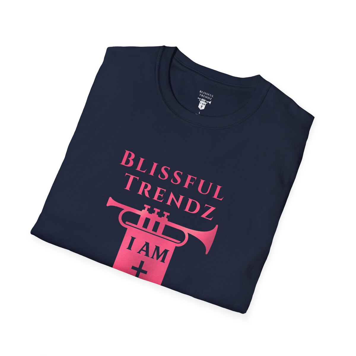 Blissful Trendz - I AM - Banners For The Battle - Raised For The Nations - PNK - Unisex Softstyle T-Shirt - Image 33