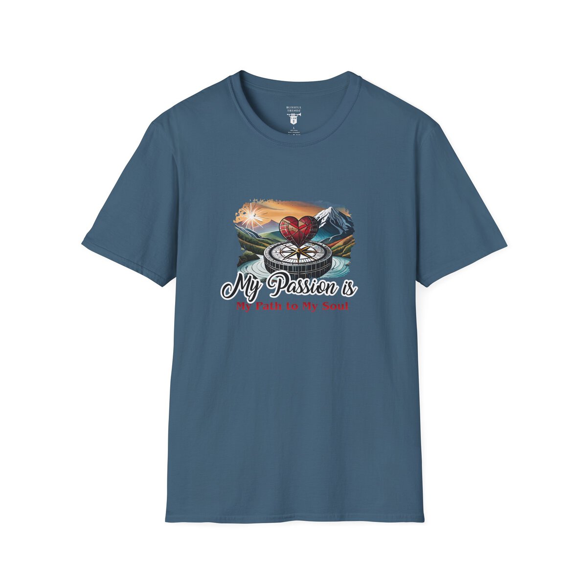 My Passion is My Path to My Soul - Compass with Heart - Unisex Softstyle T-Shirt - Image 28