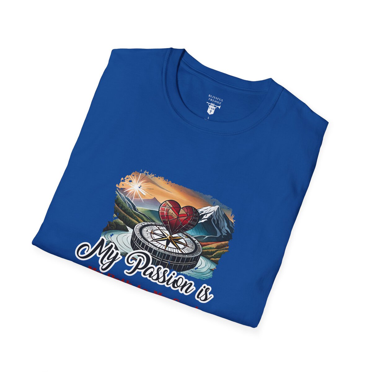 My Passion is My Path to My Soul - Compass with Heart - Unisex Softstyle T-Shirt - Image 36