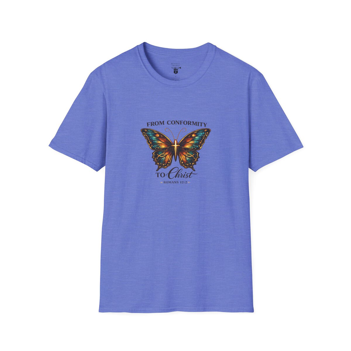 FROM CONFORMITY TO CHRIST - ROMANS 12:2 - BUTTERFLY - Unisex Softstyle T-Shirt - Image 37