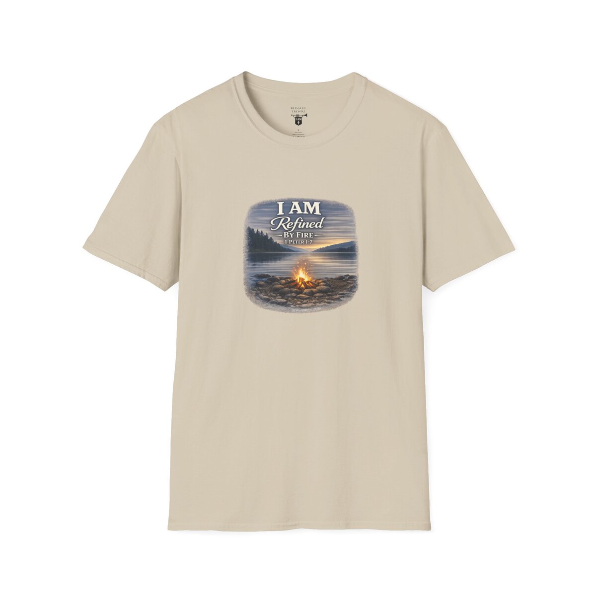 I AM REFINED BY FIRE - 1 PETER 1:7 - CAMPFIRE - Unisex Softstyle T-Shirt - Image 10