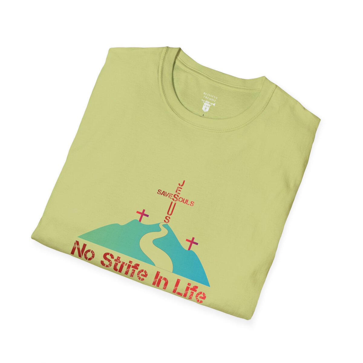 Jesus Saves Souls - No Strife In Life - RD/GRN - Unisex Softstyle T-Shirt - Image 12