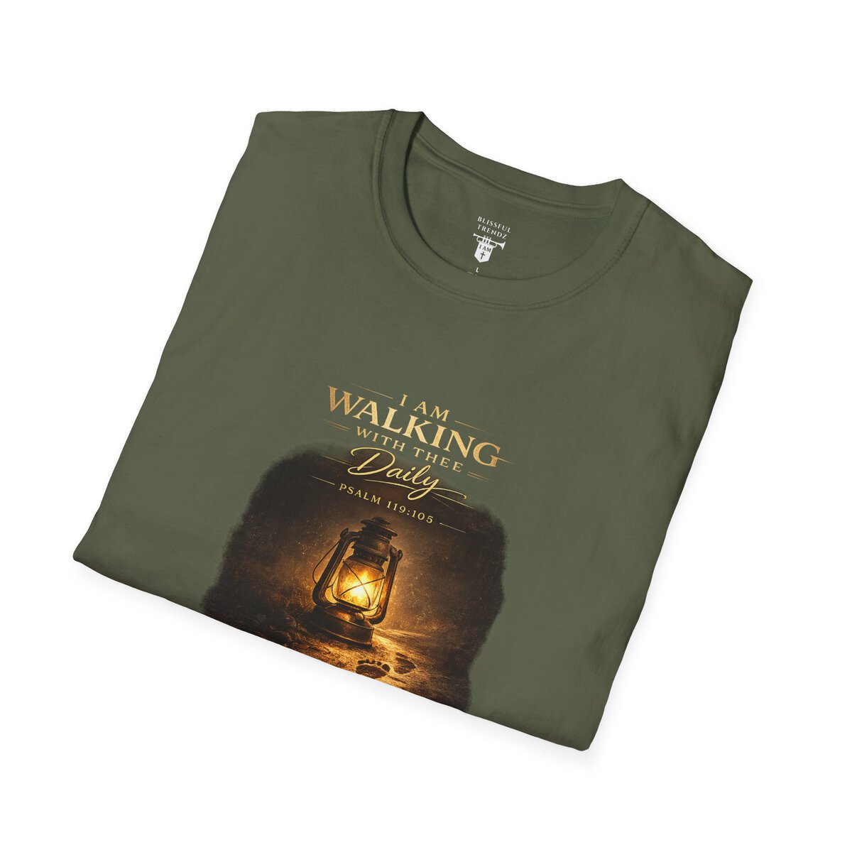 I AM WALKING WITH THEE DAILY - PSALM 119:105 - LANTERN - Unisex Softstyle T-Shirt - Image 15