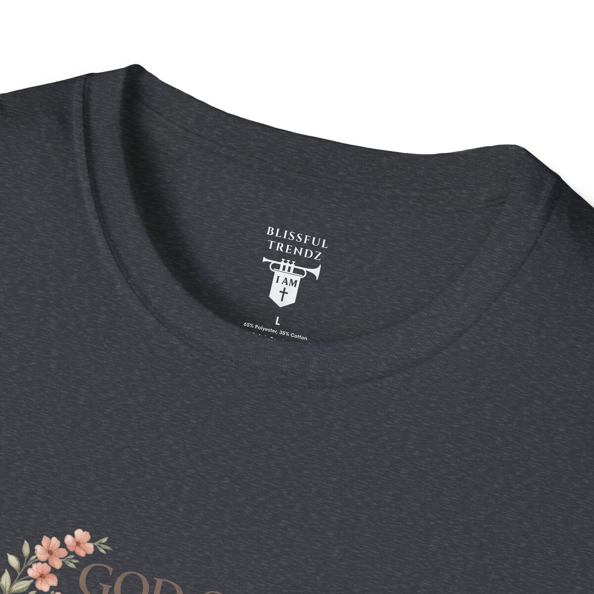 God Says I AM Word Cloud - Floral Motif - Unisex Softstyle T-Shirt - Image 23