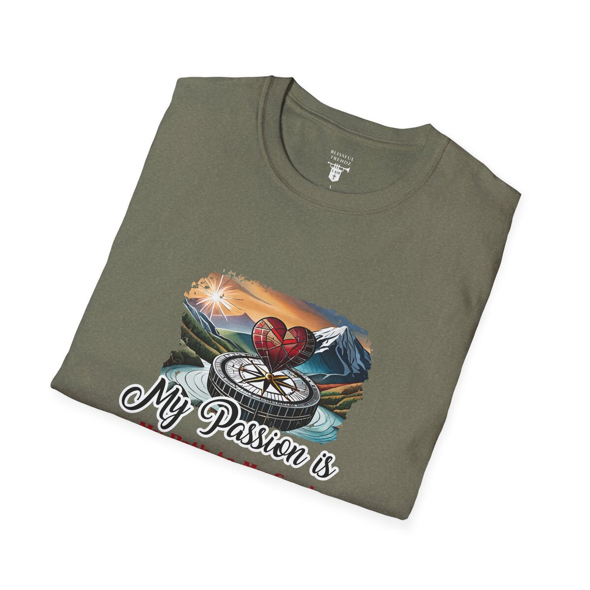 My Passion is My Path to My Soul - Compass with Heart - Unisex Softstyle T-Shirt - Image 15