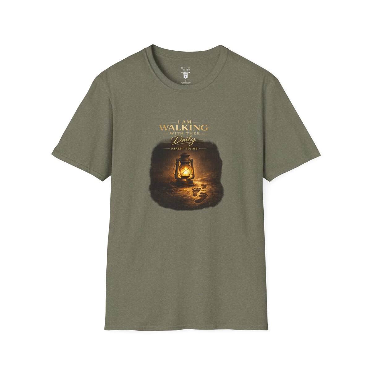 I AM WALKING WITH THEE DAILY - PSALM 119:105 - LANTERN - Unisex Softstyle T-Shirt - Image 10