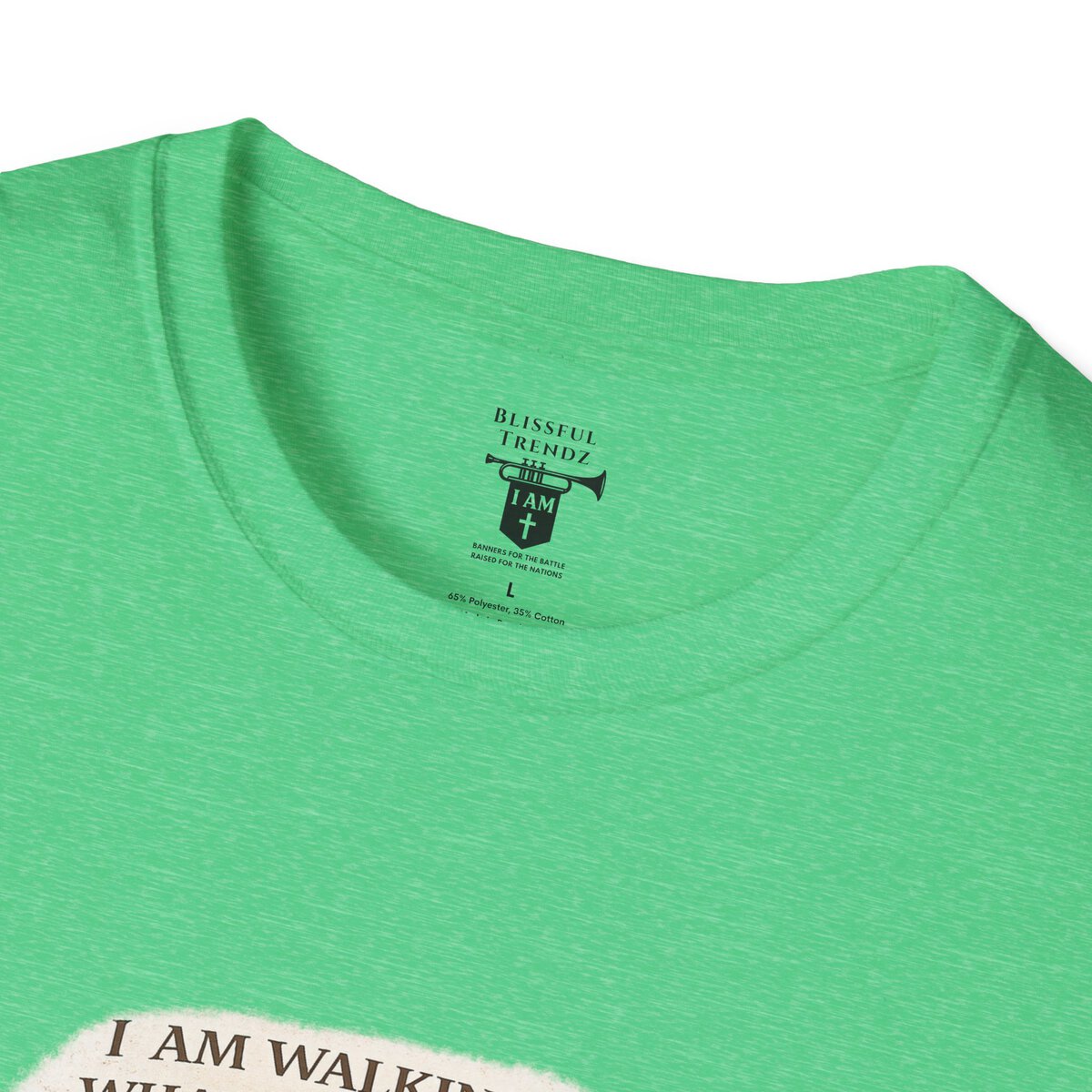 I AM WALKING OUT WHAT WAS WRITTEN - WALK AS HE WALKED - 1 JOHN 2:6 - IMPRINT OF SANDALS W/CROSS - WHT WSHD - Unisex Softstyle T-Shirt - Image 29