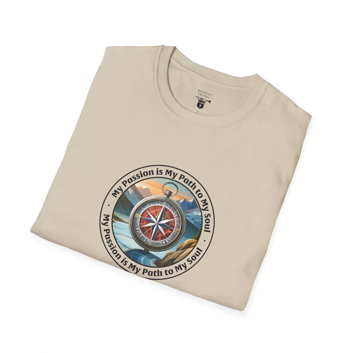 My Passion is My Path to My Soul - Compass - Circle - Unisex Softstyle T-Shirt Compass - Image 15