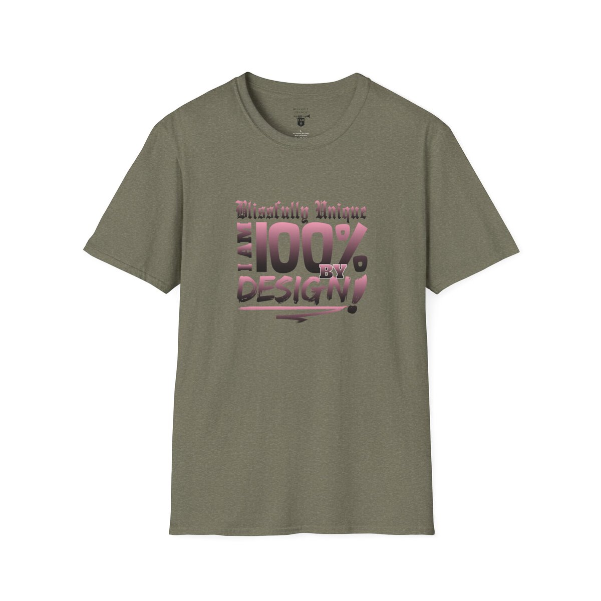Blissfully Unique - I AM 100% by Design! - Typography - LT PNK - Unisex Softstyle T-Shirt - Image 22