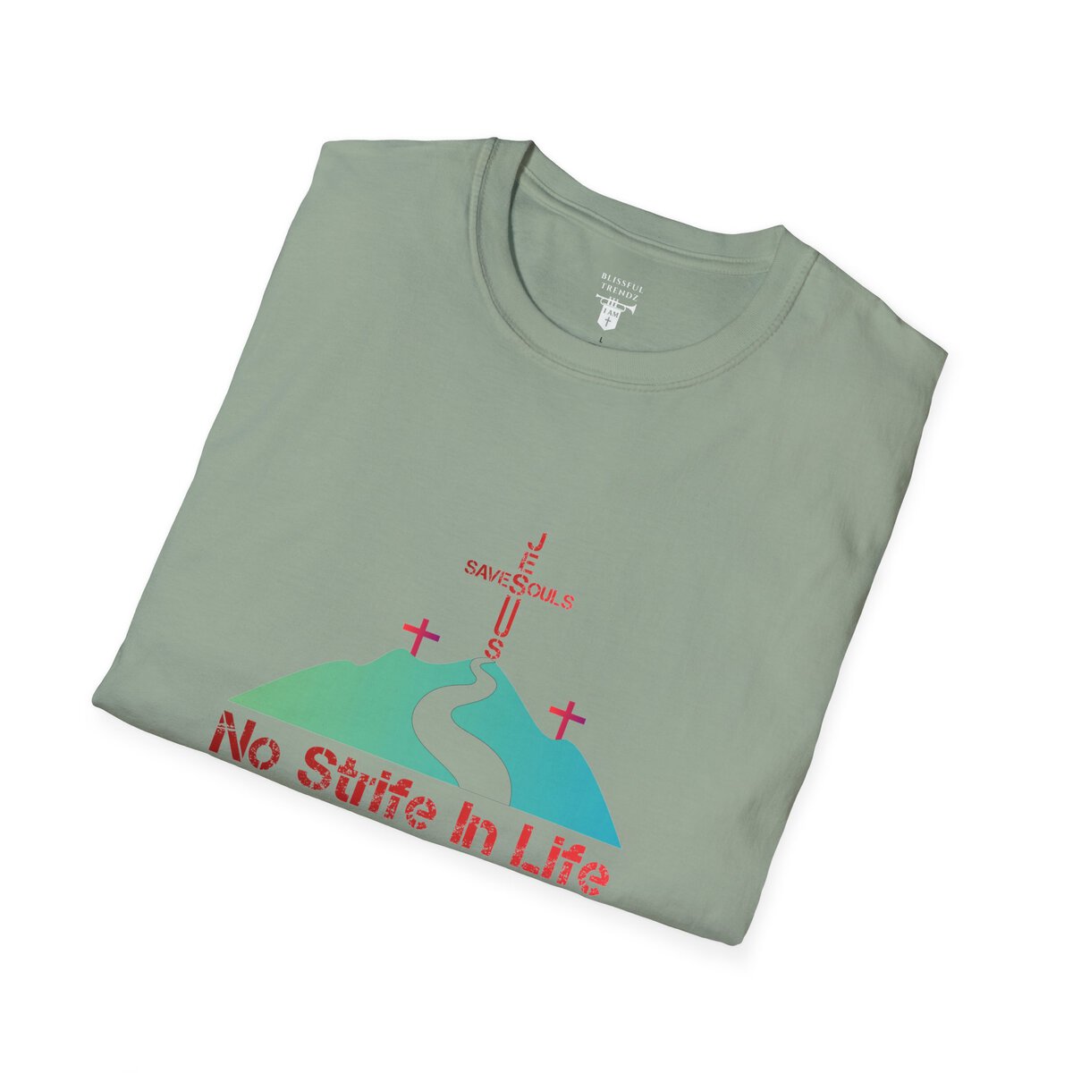 Jesus Saves Souls - No Strife In Life - RD/GRN - Unisex Softstyle T-Shirt - Image 15